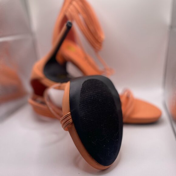 Coral Strappy Stiletto Heels | 4” Heel Sandals | Size 10 | Elegant Nightout - Picture 4 of 7